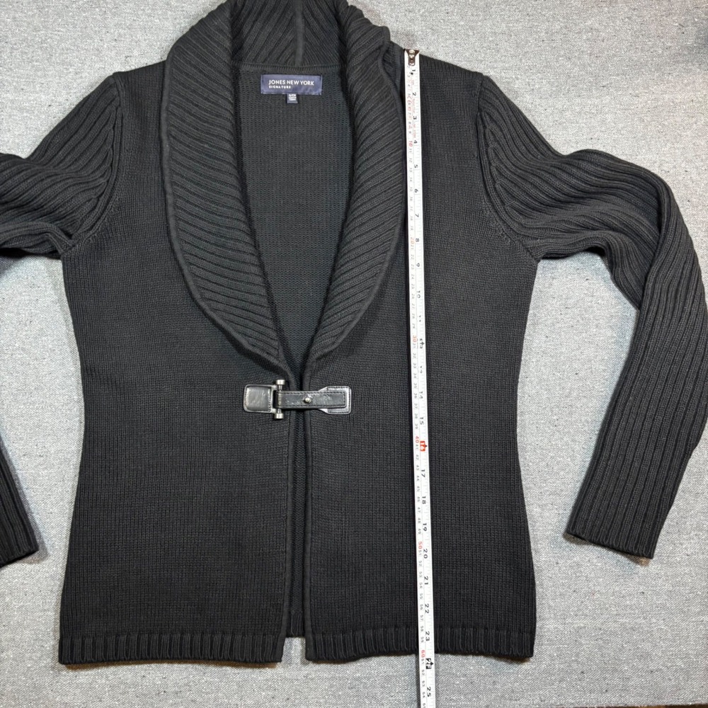 Jones New York Signature Black Shawl Collar Toggle Cardigan Sweater Womens Small - Picture 5 of 6